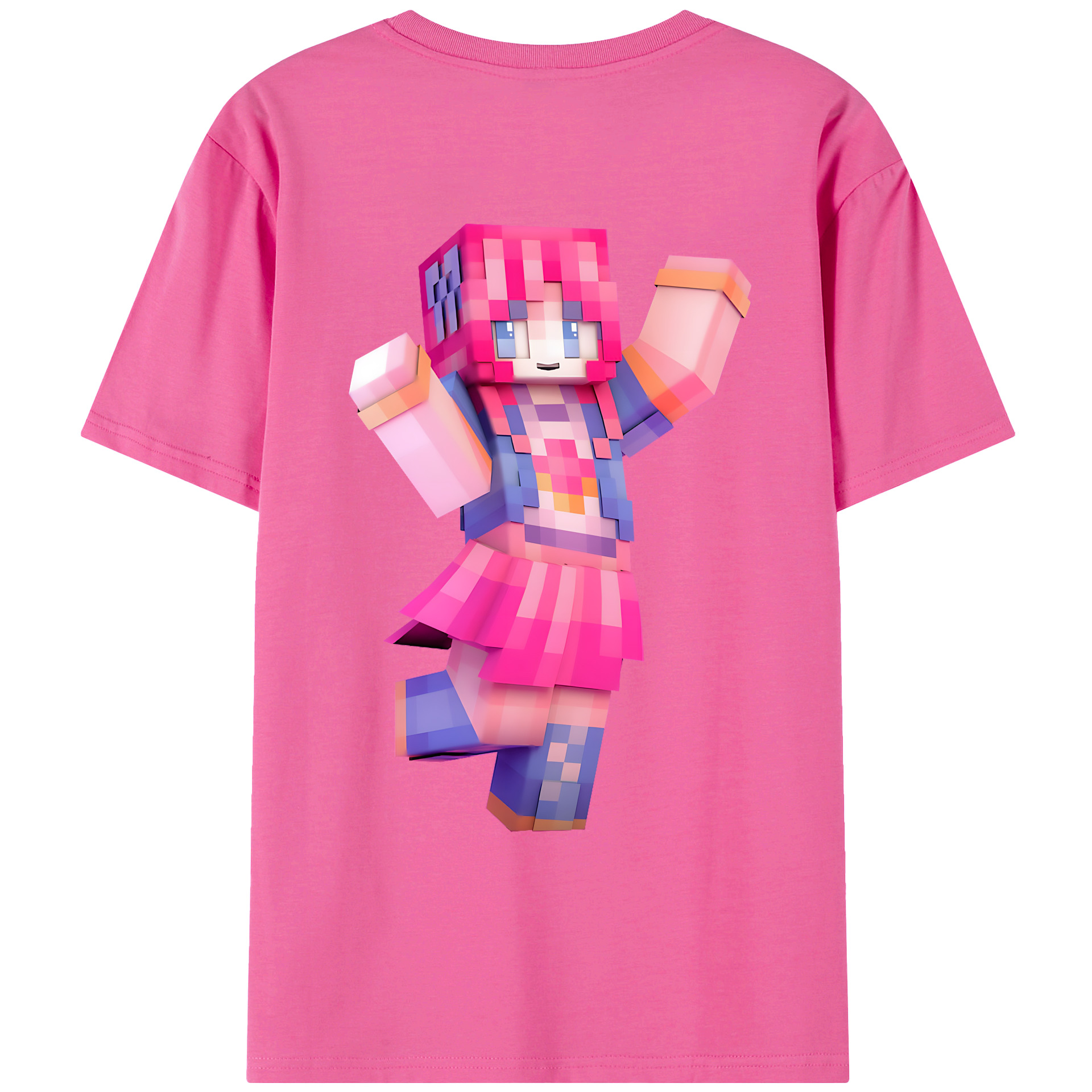 （画像用） マインクラフト ブロックの世界 Minecraft MC Block world レディース半袖Tシャツ(バックプリント)